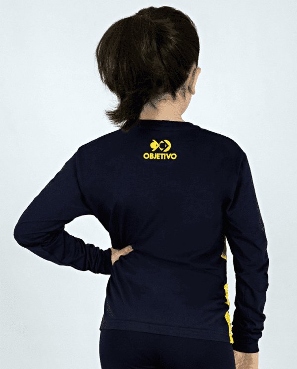 Objetivo Camiseta Manga Longa Azul Unissex