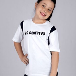 Objetivo Camiseta Manga Curta Branca Unissex - 1, Logo Alto Relevo