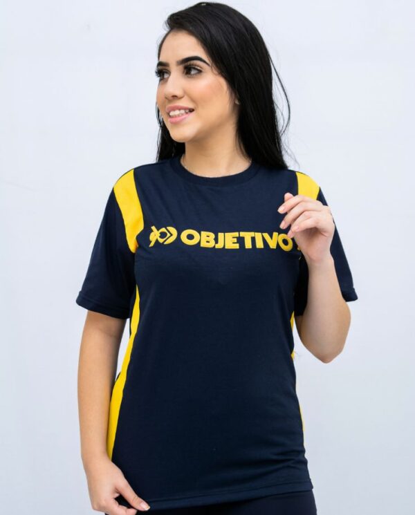 Objetivo Camiseta Manga Curta Azul Unissex