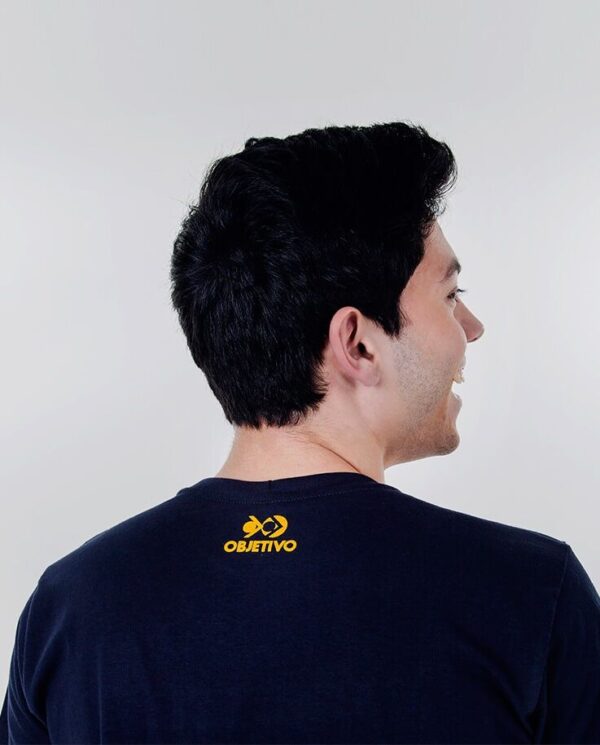Objetivo Camiseta Manga Longa Azul Unissex